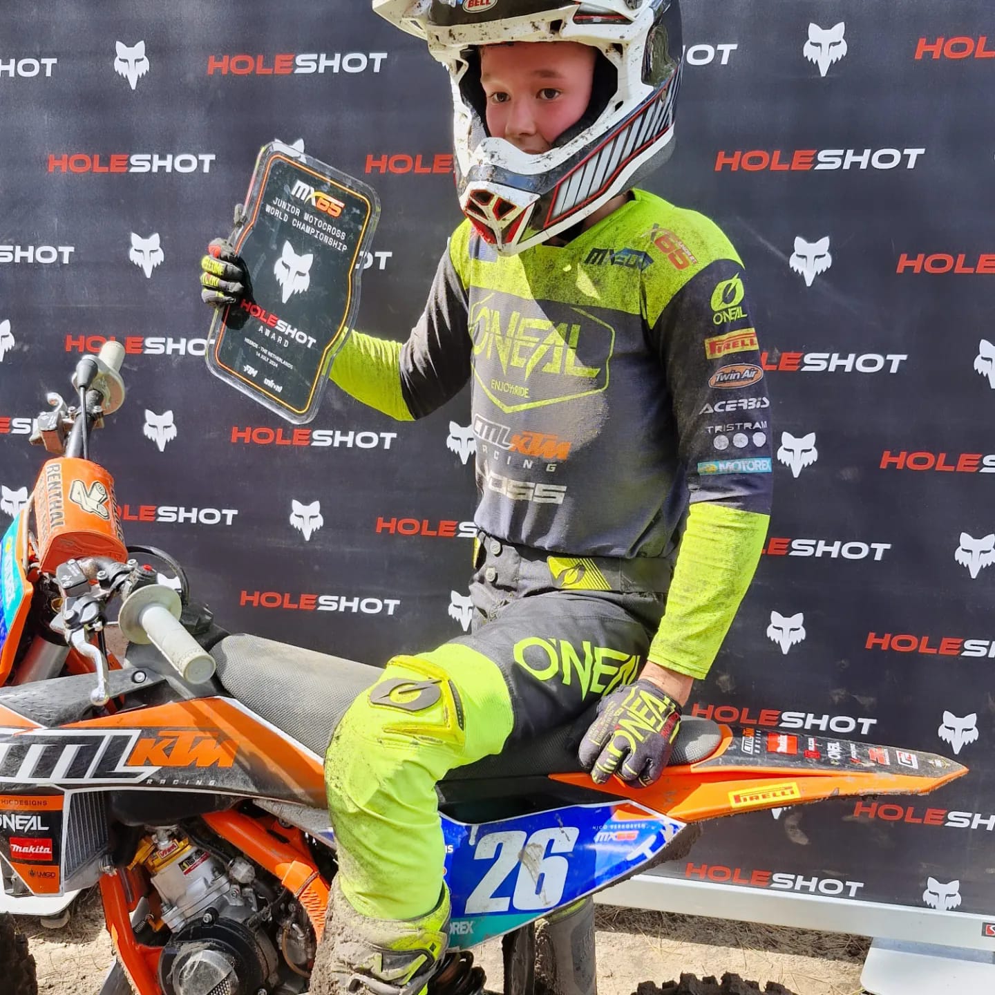 Vice Worldchampion 65cc 2024 Nico Verhoeven from New-Zealand after 2 holeshots